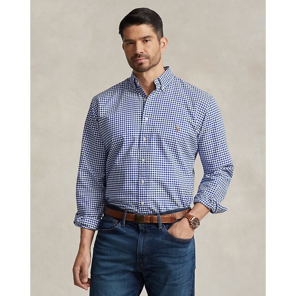 Ralph Lauren Gingham Oxford Mens Shirt Sz XXL Blue White Cotton Business Preppy